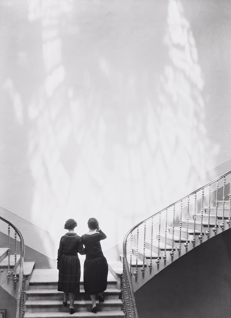 MANUEL ÁLVAREZ BRAVO (1902-2002) Figures en el Castillo. 1920s; printed 1990s.: MANUEL ÁLVAREZ BRAVO (1902-2002) Figures en el Castillo. 1920s; printed 1990s. Silver print, the image measuring 9½x6⅞ inches (24.1x17.5 cm.), the sheet slightly larger, with Bravo's i