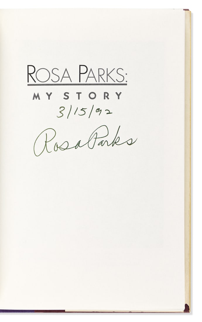 (CIVIL RIGHTS.) Two books, each Signed and dated, on the half-title: Rosa Parks. My Story: (CIVIL RIGHTS.) Two books, each Signed and dated, on the half-title: Rosa Parks. My Story * John Lewis. Walking with the Wind. Parks. "3/15/92 / RosaParks," in green ink. Lewis. "John Lewis / 10-18-99