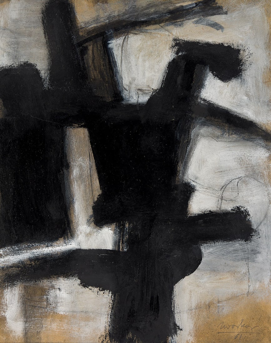 JACK TWORKOV (1900 - 1982, AMERICAN) Untitled.: JACK TWORKOV (1900 - 1982, AMERICAN) Untitled. Oil on illustration board, 1961. Signed, Tworkov, and dated, 61, lower right. 310x240 mm; 12¼x9½ inches. Provenance: [Vätterbygdens auktio