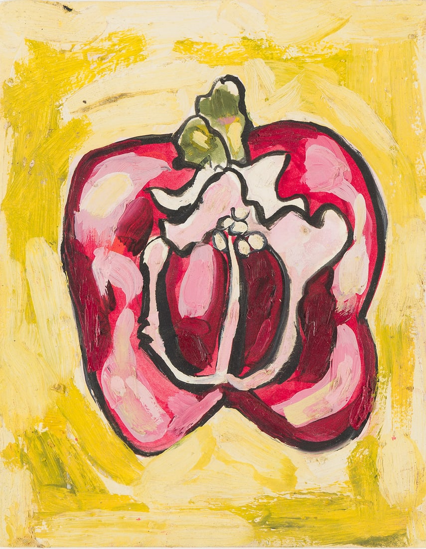 MARJORIE VIRGINIA STRIDER (1934 - 2014, AMERICAN) Red Pepper.: MARJORIE VIRGINIA STRIDER (1934 - 2014, AMERICAN) Red Pepper. Acrylic on paper, c. 1980. Estate label affixed to verso. 497x152 mm; 7¾x6 inches. Provenance: The Estate of Marjorie Strider; Priv