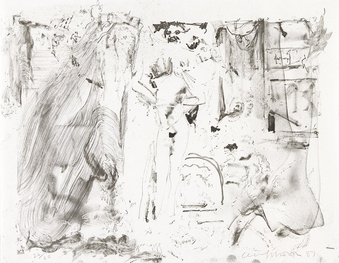 CECILY BROWN (1969 - ) Oh Marie!: CECILY BROWN (1969 - ) Oh Marie! Soft-ground etching printed with graphite ink on Japanese Surface Gampi paper, 2007. 270x346 mm; 10??x13?? inches (sheet), full margins. Signed, dated and numbered 26/