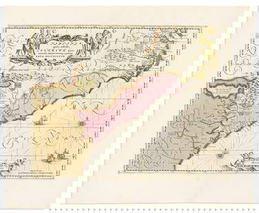 (AMERICAN SOUTHEAST.) Pieter Schenk; and Gerard Valk. Virginiae Partis Australis, et Floridae Partis: (AMERICAN SOUTHEAST.) Pieter Schenk; and Gerard Valk. Virginiae Partis Australis, et Floridae Partis Orientalis. Double-page engraved map of present-day North and South Carolina, Georgia, and northern
