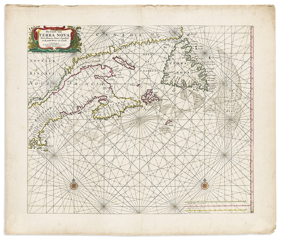 (CANADA.) Hendrick Doncker. Pas-Caert van Terra Nova, Nova Francia, Nieuw-Engeland en de Groote (1 of 1)