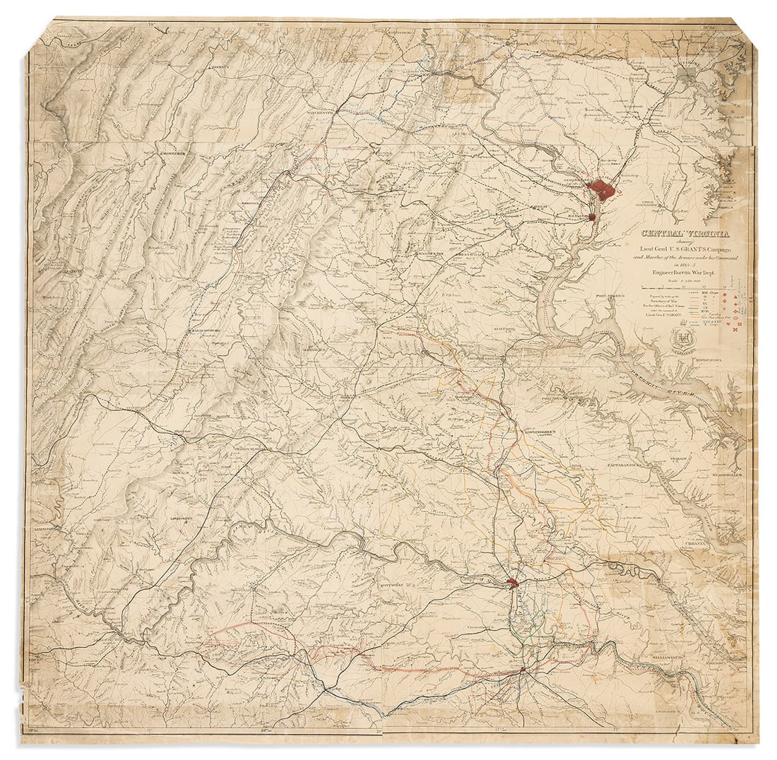 (CIVIL WAR.) Engineering Bureau, U.S. War Department. Central Virginia Showing Lieut. Gen'l. U.S. (1 of 1)