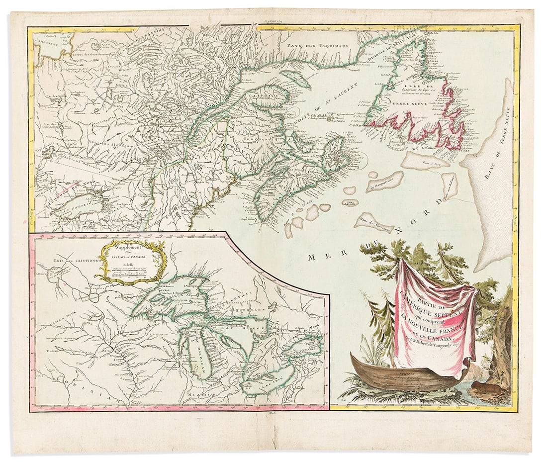 (GREAT LAKES/CANADA.) Gilles and Didier Robert de Vaugondy. Partie de l'Amerique Septent qui (1 of 1)