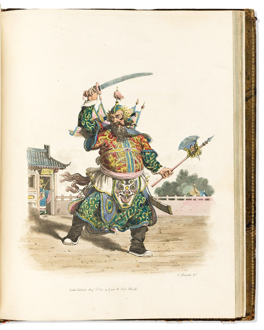 (CHINA.) William Alexander. The Costume of China.: (CHINA.) William Alexander. The Costume of China. Aquatint pictorial dedication and 48 lovely hand-colored aquatint plates (lacking subscriber's list). Folio, 13x10½ inches, original gilt calf, v