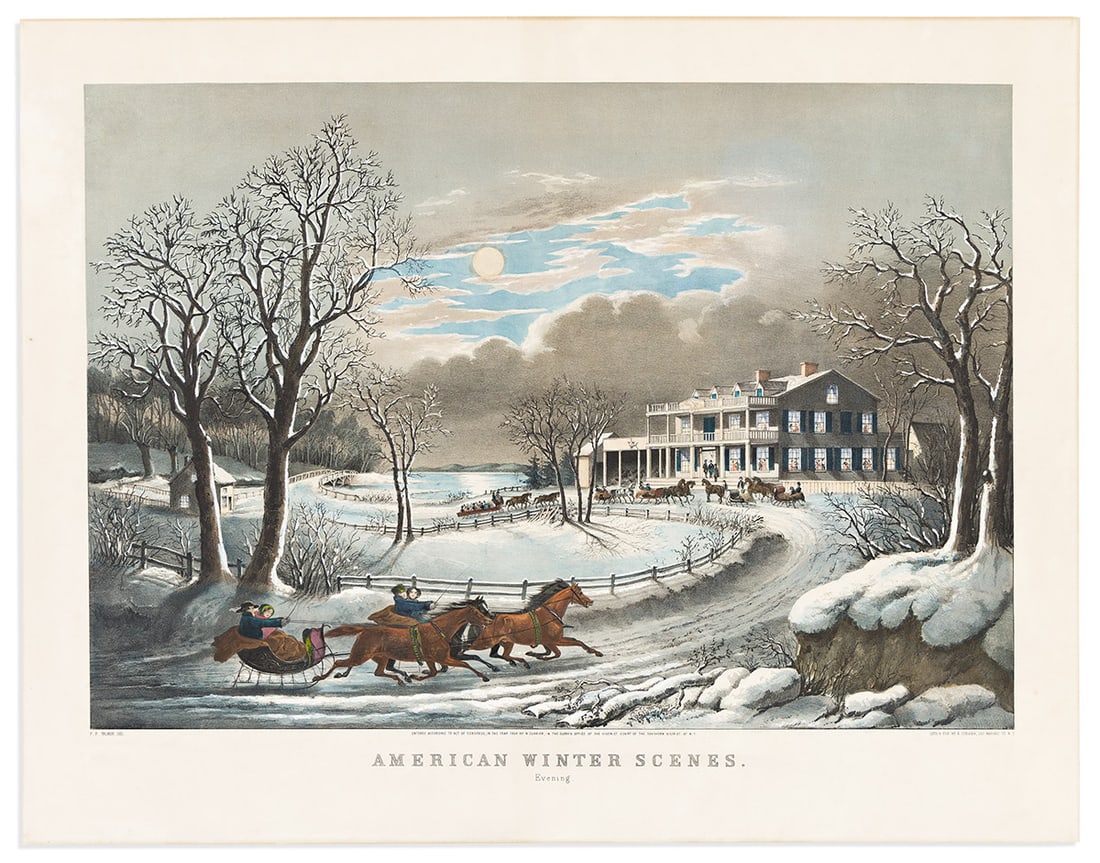 CURRIER, NATHANIEL; and FANNY PALMER. American Winter Scenes. Evening. (1 of 1)