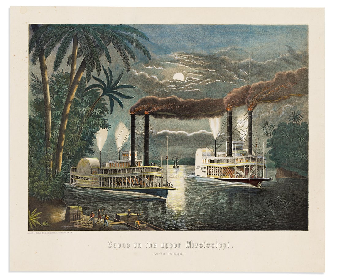 (MISSISSIPPI RIVERBOATS.) Fishel, Adler & Schwartz. Scene on the Upper Mississippi (Am (1 of 1)