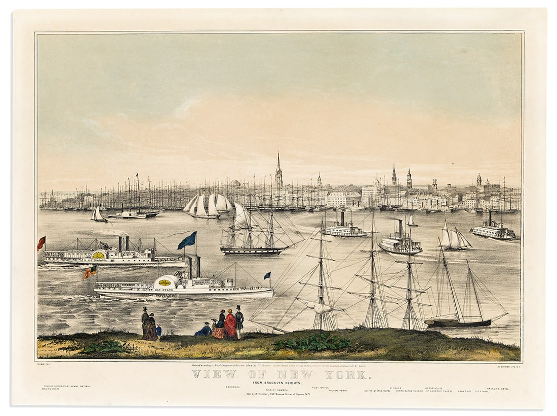(NEW YORK CITY.) Nathaniel Currier; and Fanny Palmer. View of New York. From Brooklyn Heights. (1 of 1)