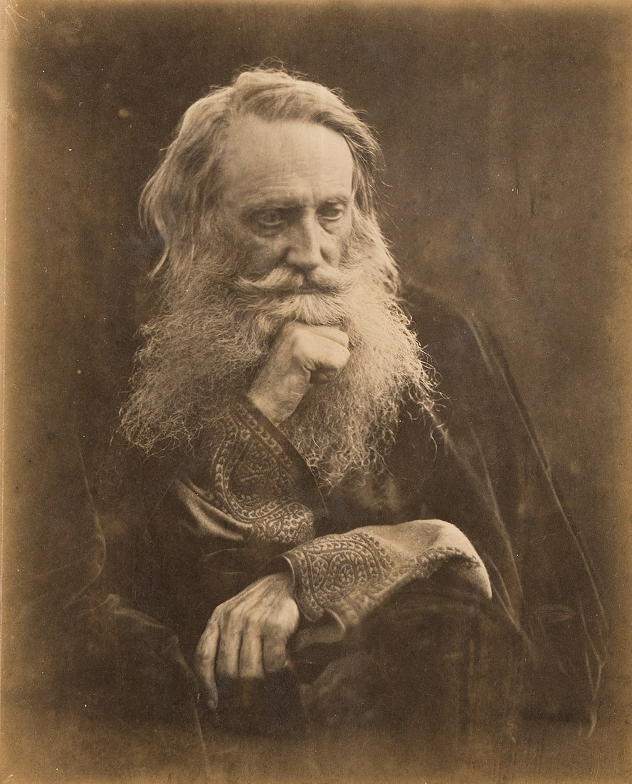 JULIA MARGARET CAMERON (1815-1879) Henry Taylor, a portrait. 1865.: JULIA MARGARET CAMERON (1815-1879) Henry Taylor, a portrait. 1865. Albumen print, the image measuring 11x9 inches (27.9x22.9 cm.), the two-toned mount 15x11¼ inches (38.1x28.6 cm.), with Cameron'