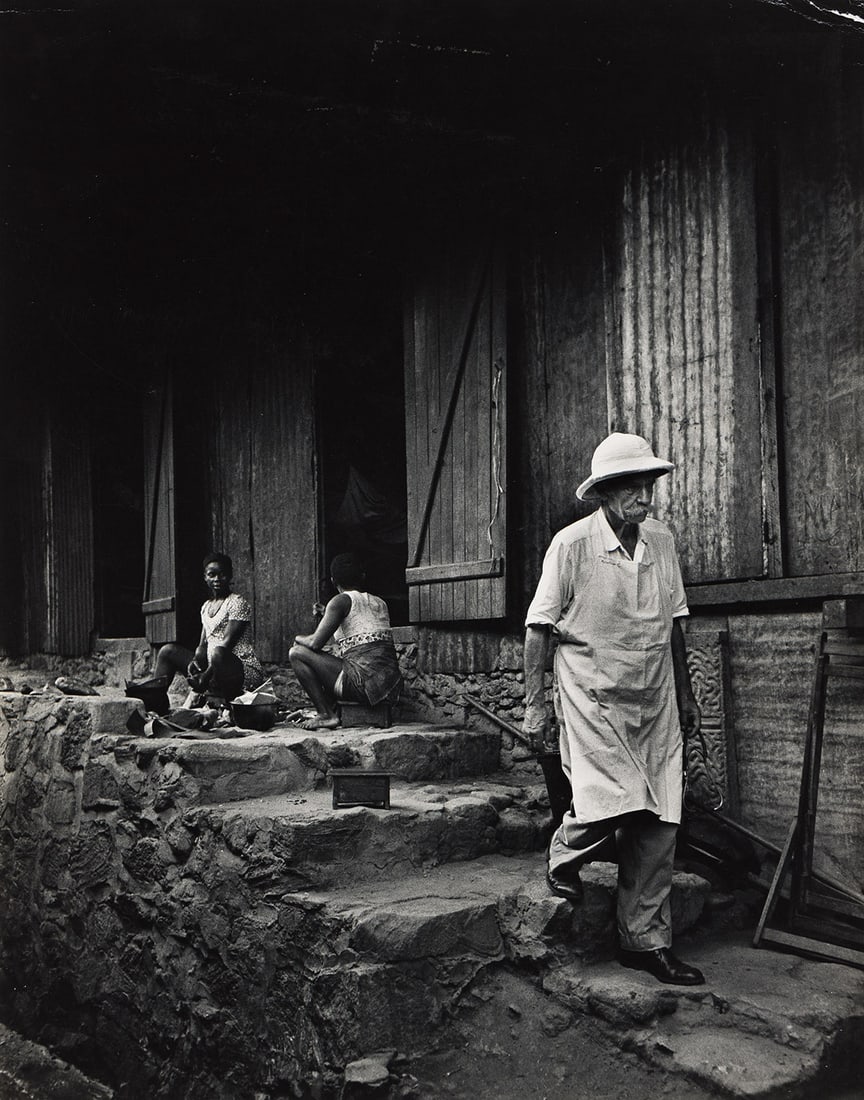 W. EUGENE SMITH (1918-1978) Albert Schweitzer. 1954.: W. EUGENE SMITH (1918-1978) Albert Schweitzer. 1954. Silver print, the image measuring 11¾x9¼ inches (29.8x23.5 cm.), with Smith's Croton-On-Hudson stamp and notations in ink and pencil, on