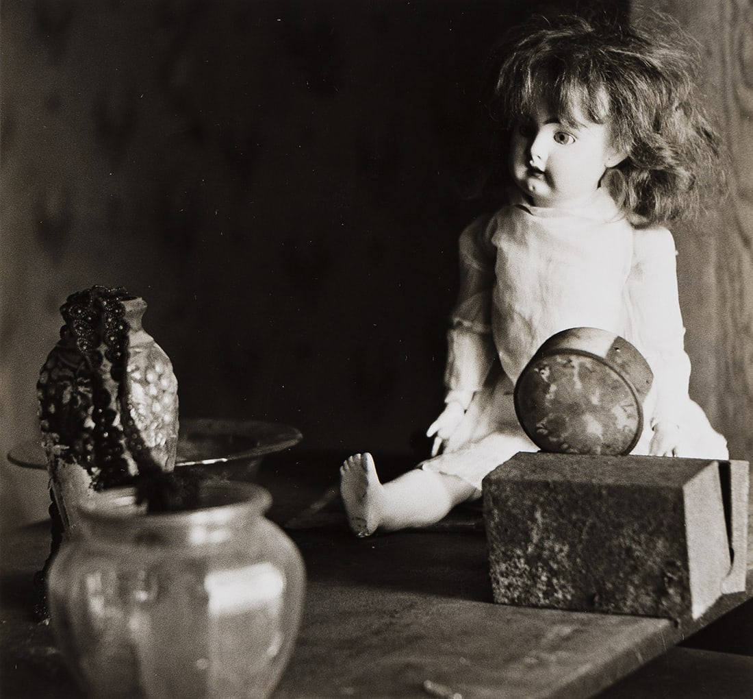 RALPH EUGENE MEATYARD (1925-1972) Untitled (Still life with doll). Circa 1970.: RALPH EUGENE MEATYARD (1925-1972) Untitled (Still life with doll). Circa 1961; printed circa 1970. Silver print, the image measuring 6¾x7¼ inches (17.1x18.4 cm,), with Madelyn O. Meatyard's
