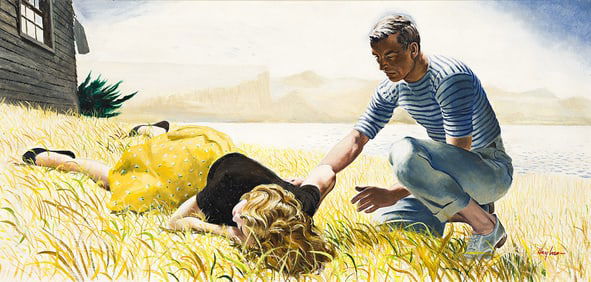 GEORGE HUGHES (1907-1990) "When he was sent back again, the girl lay taut on the lawn."