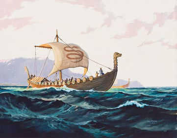 JAMES B. SETTLES (1902-1957) Viking boat.