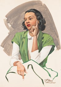 J. ROACH (ARTIST UNKNOWN) Pondering woman.