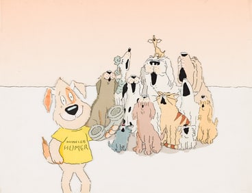 R.O. BLECHMAN (1930- ) / THE INK TANK Homeless Homer, Dogs and Cats Animation Cel Setup.