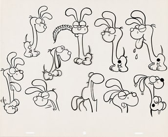 JIM DAVIS / BILL MELENDEZ PRODUCTIONS Here Comes Garfield: Odie Animation Model Cel circa 1982.