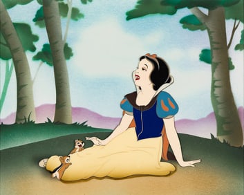 WALT DISNEY STUDIOS / SNOW WHITE Snow White, "With a Smile and a Song" Courvoisier Cel Setup