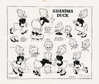 WALT DISNEY STUDIOS / WHITMAN PUBLISHING Grandma Duck comic model sheet.