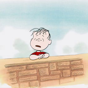 CHARLES SCHULZ / BILL MELENEDEZ / PEANUTS Introspective Linus Animation Cel 1983.