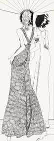 MICHAEL VOLLBRACHT STUDIO (1947-2018) Two neo-art deco fashion illustrations.