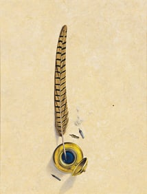 JOSEPH LOMBARDERO (1922-2004) Feather quill and inkwell.