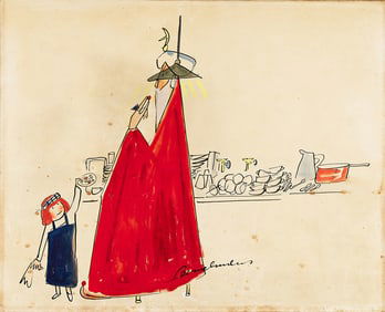 LUDWIG BEMELMANS (1898-1962) "The magician, as he took his pill," from Madeline's Christmas.
