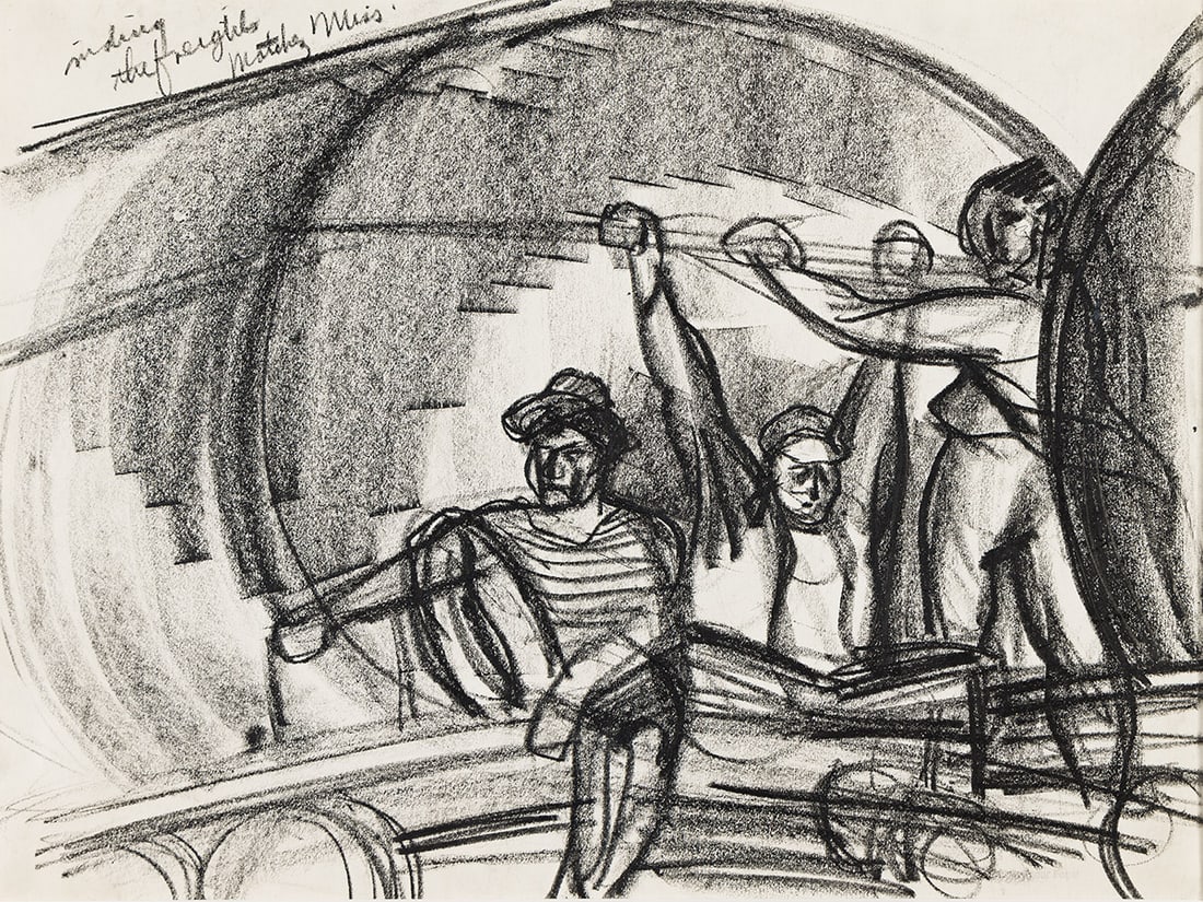 SEYMOUR FOGEL (1911 - 1984) Riding the Freights, Natchez Miss. (1 of 1)