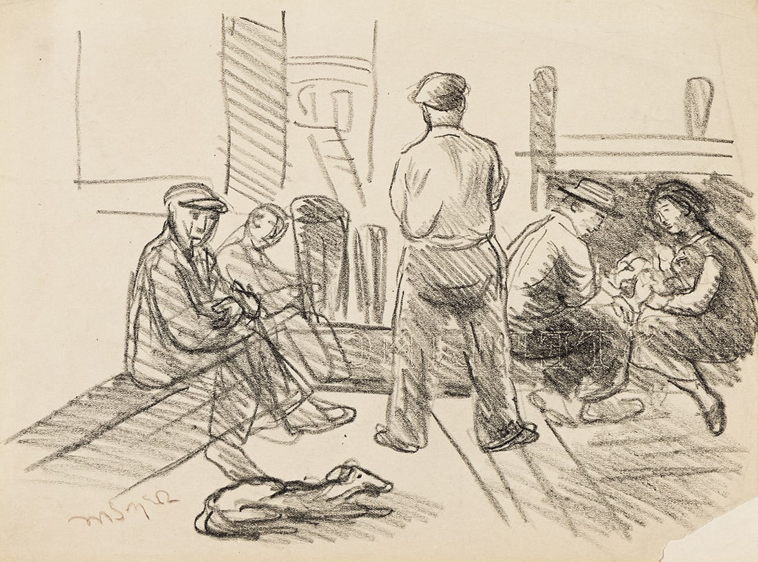 MOSES SOYER (1899 - 1974) A Breath of Fresh Air, and Artist and Model, (Pair). (1 of 2)