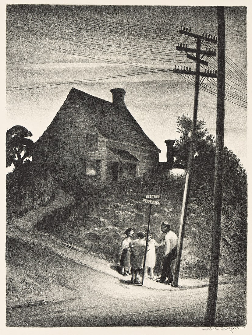 MABEL DWIGHT (1876 - 1955) Dusk, Staten Island.: MABEL DWIGHT (1876 - 1955) Dusk, Staten Island. Lithograph, 1929. 330x247 mm; 13x9¾ inches, full margins. Second state (of 2). Edition of 100. Signed in pencil, lower right. Printed by George Mil