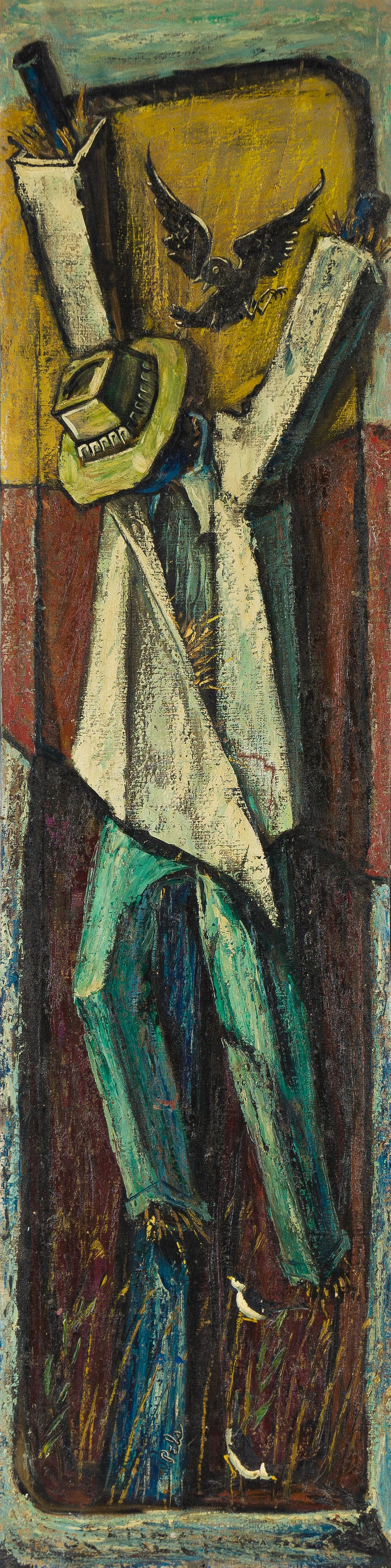 ALBERT PELS (1910 - 1998) Scarecrow.: ALBERT PELS (1910 - 1998) Scarecrow. Oil on canvas. 1640x407 mm; 64½x16 inches. Signed lower center. Provenance Estate of the artist. Thence by descent to the current owner. Be