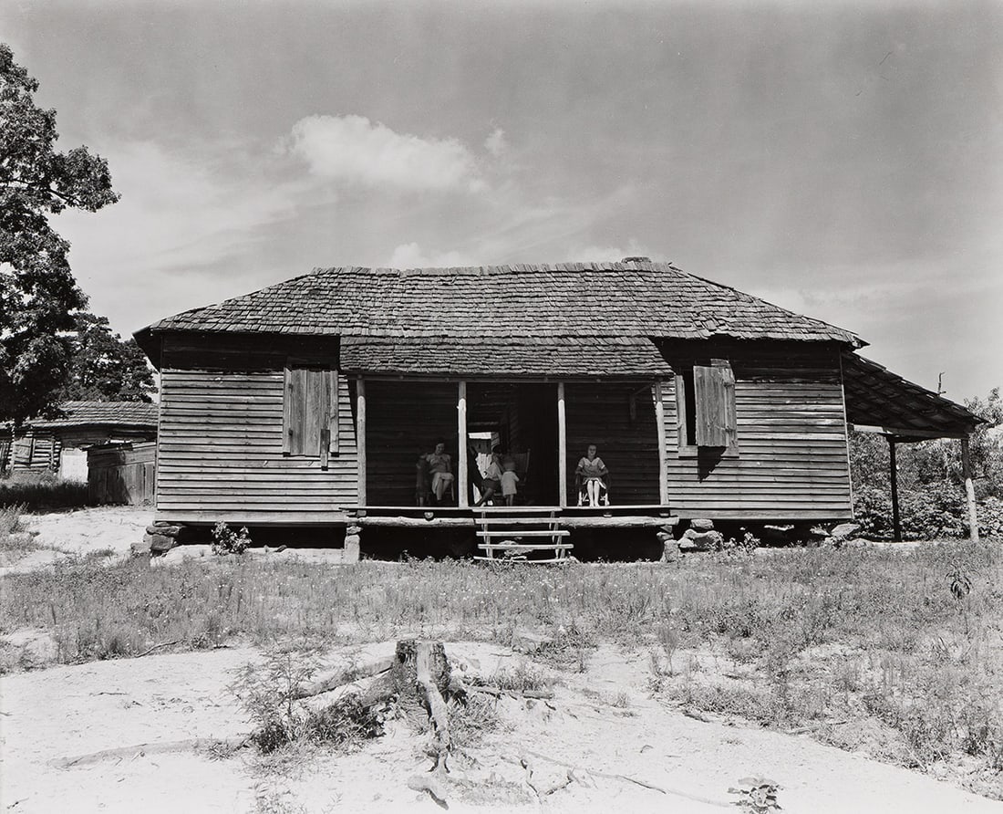 WALKER EVANS (1903 - 1975) Home of Floyd Burroughs, A Cotton Sharecropper, Hale County, Alabama.: WALKER EVANS (1903 - 1975) Home of Floyd Burroughs, A Cotton Sharecropper, Hale County, Alabama. 1936; printed 1970s. Silver print, the image measuring 191x241 mm; 7½x9½ inches, the sheet sl