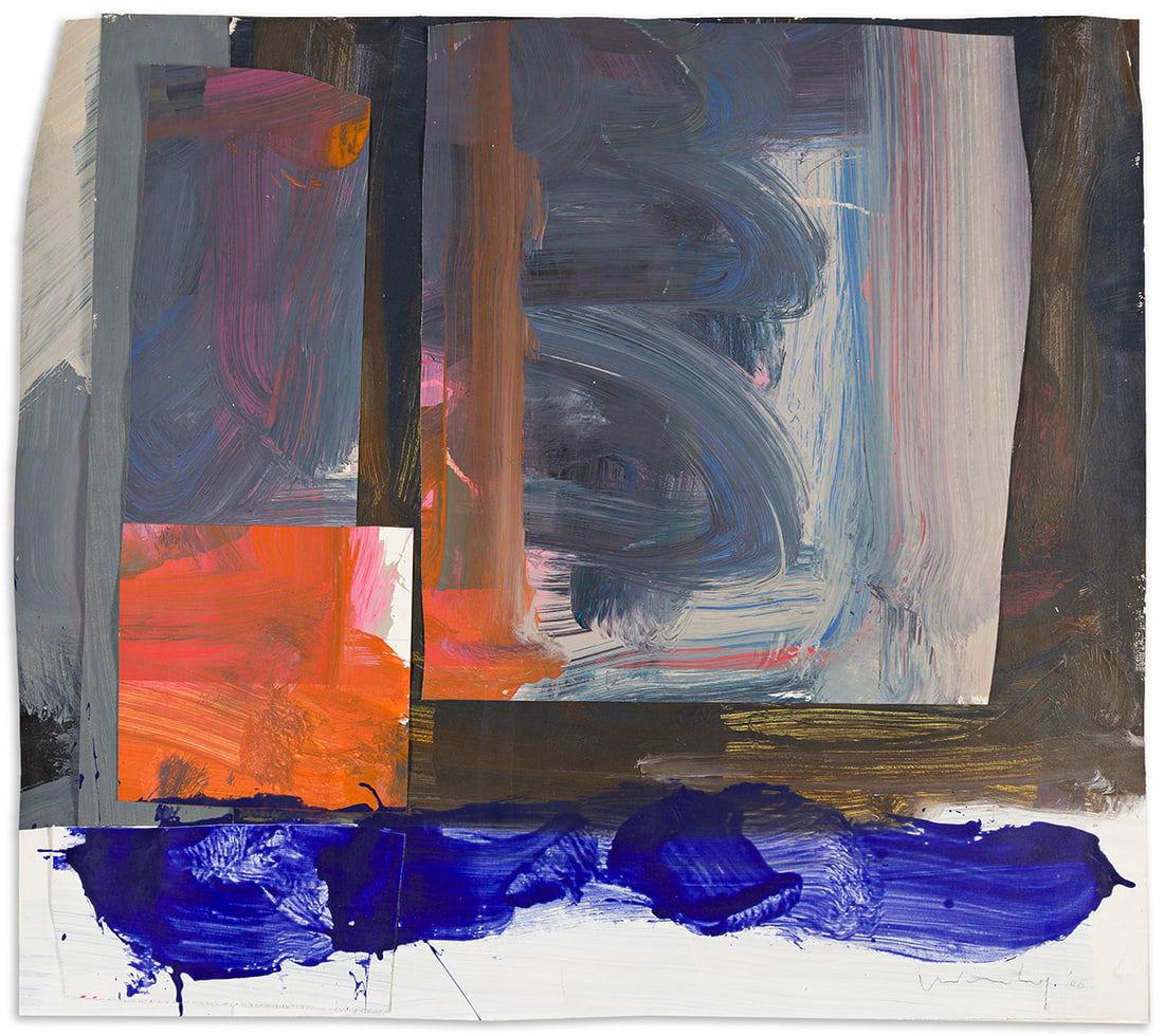 FRANK W. WIMBERLEY (1926 - ) The Fourth Panel.: FRANK W. WIMBERLEY (1926 - ) The Fourth Panel. Mixed media and paper collage on buff wove paper, 2006. 711x800 mm; 28x31½ inches. Signed and dated in pencil, lower right. Signed, titled, dated an