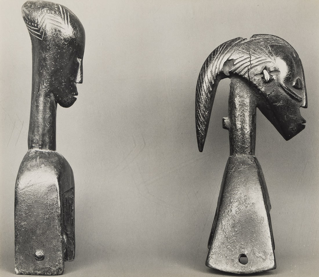 WALKER EVANS (1903-1975) Two Bobbins, Ivory Coast. 1935.: WALKER EVANS (1903-1975) Two Bobbins, Ivory Coast. 1935. Silver print, the image measuring 7½x8½ inches (19.1x21.6 cm.), with the Lunn Gallery stamp with the notations "XX" and "135/141" in