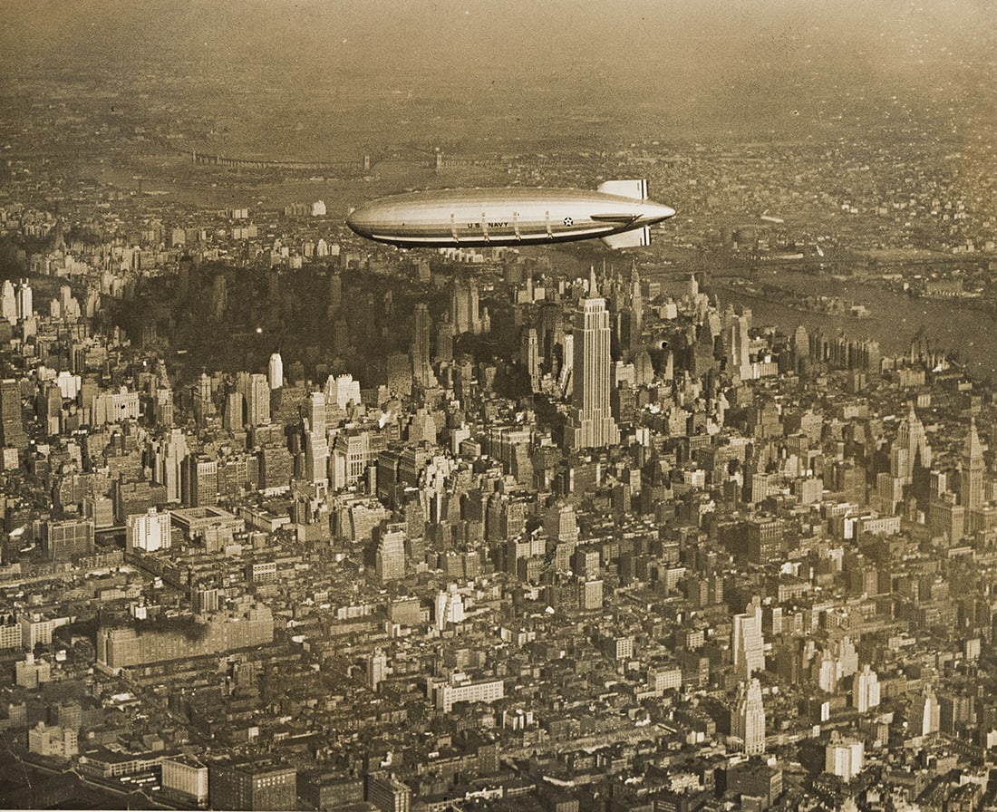 (DIRIGIBLES IN NEW YORK CITY) A selection of 17 photographs of dirigibles in the NYC skies over (1 of 4)