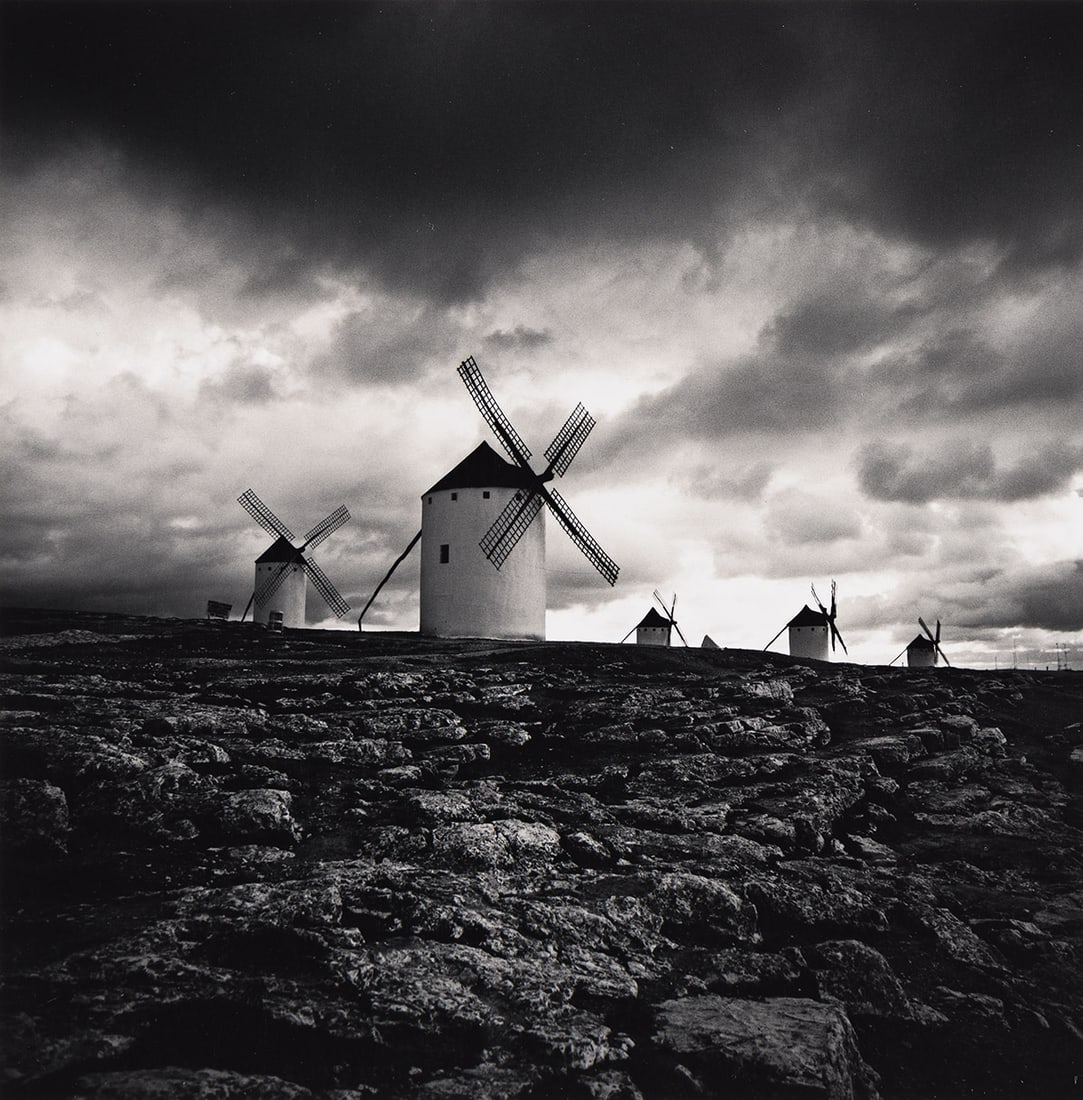 MICHAEL KENNA (1953- ) Quixote's Giants, Study 3, Campo de Criptana, La Mancha, Spain. 1996; printed: MICHAEL KENNA (1953- ) Quixote's Giants, Study 3, Campo de Criptana, La Mancha, Spain. 1996; printed 1998. Silver print, the image measuring 7¾x7⅝ inches (20.3x19.4 cm.), the mount 20x16 in