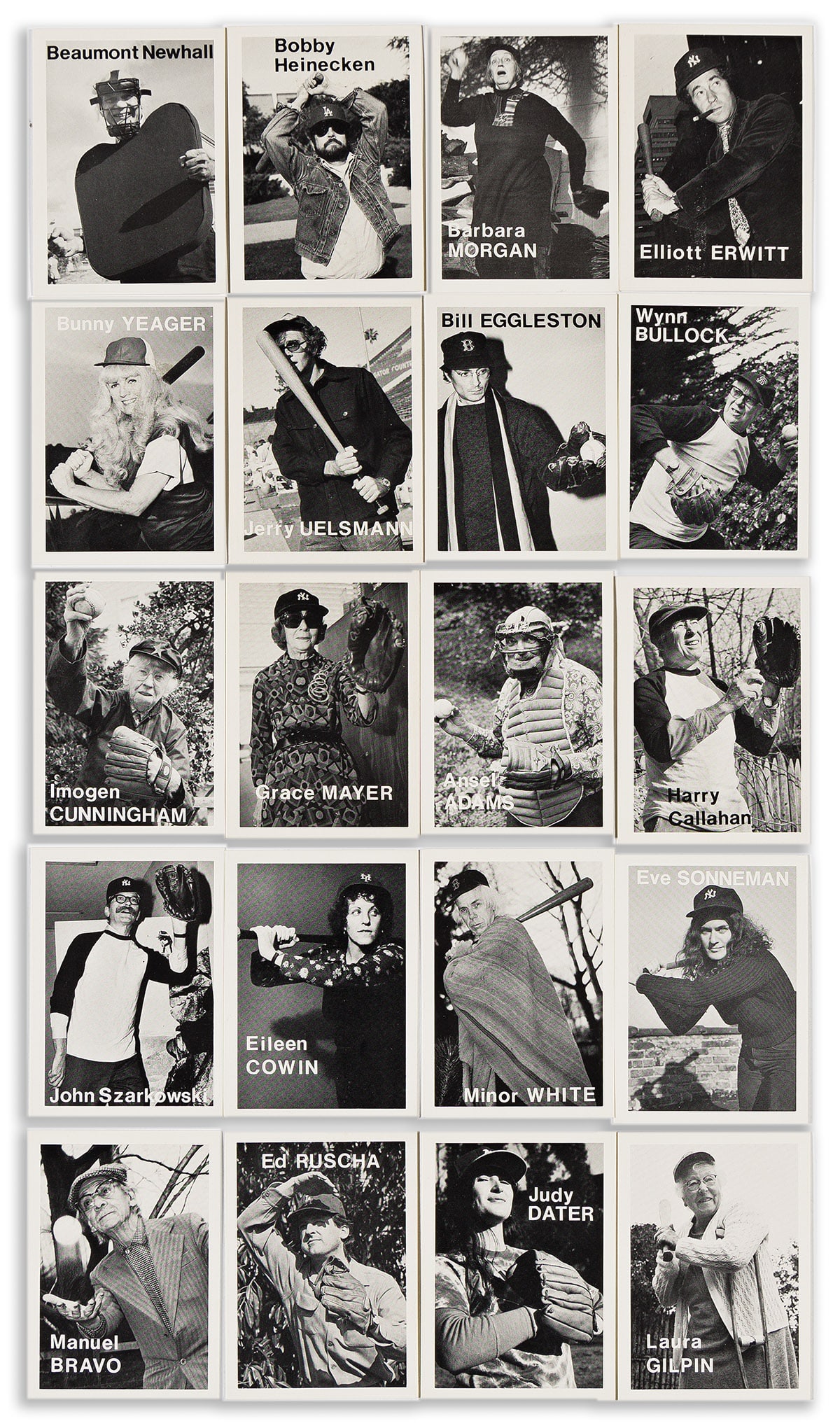 MIKE MANDEL (1950- ) Complete set of 134 Baseball Photographer Trading Cards. 1975.: MIKE MANDEL (1950- ) Complete set of 134 Baseball Photographer Trading Cards. 1975. Each a lithographic reproduction of a prominent personality in the photographic community, including Barbara Morgan,