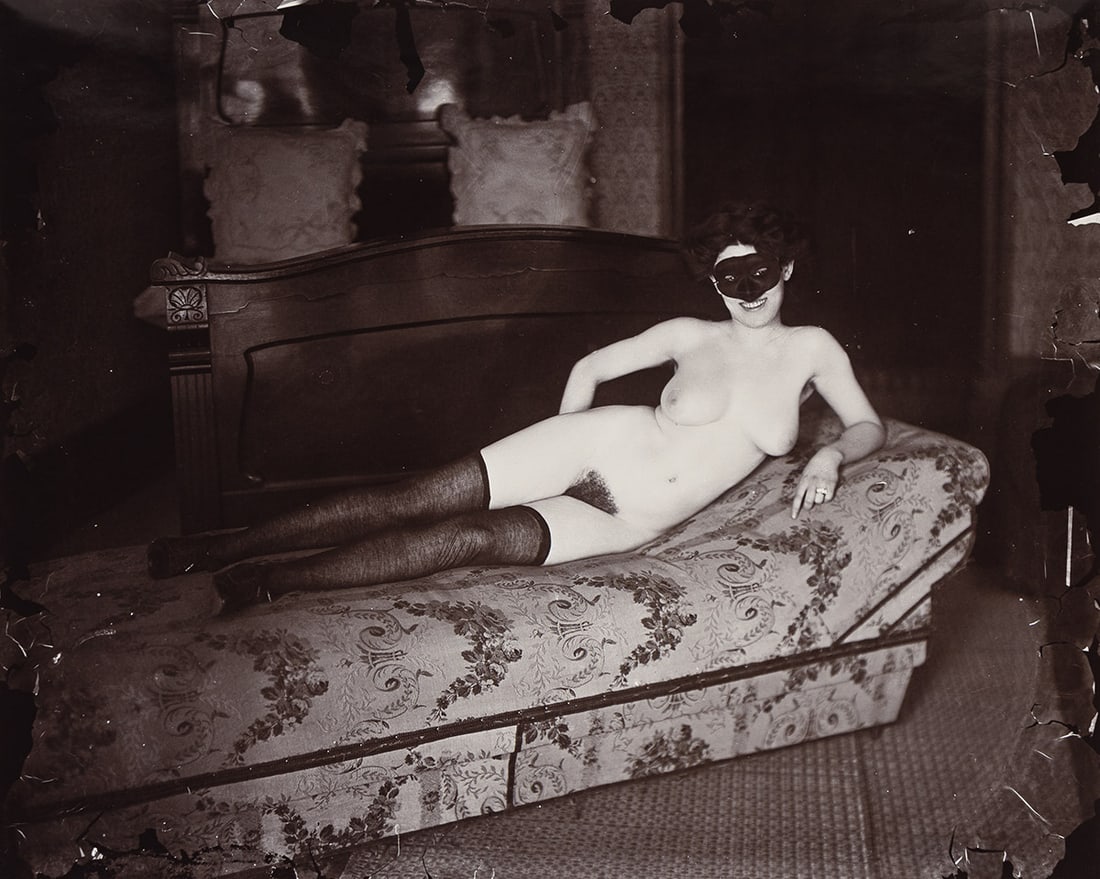 E.J. BELLOCQ (1873-1949) Storyville Portrait, New Orleans, plate 27. 1911-13; printed 1970s by Lee: E.J. BELLOCQ (1873-1949) Storyville Portrait, New Orleans, plate 27. 1911-13; printed 1970s by Lee Friedlander. Gold-toned printing-out paper print, the image measuring 15⅞x19¾ inches (40.3