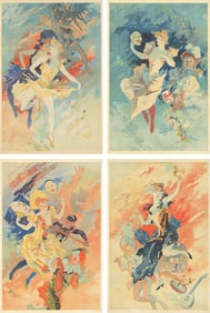 JULES CHÉRET (1836-1932). [LES ARTS]. Four decorative panels. 1891. Each 49x33 inches, 124&#189