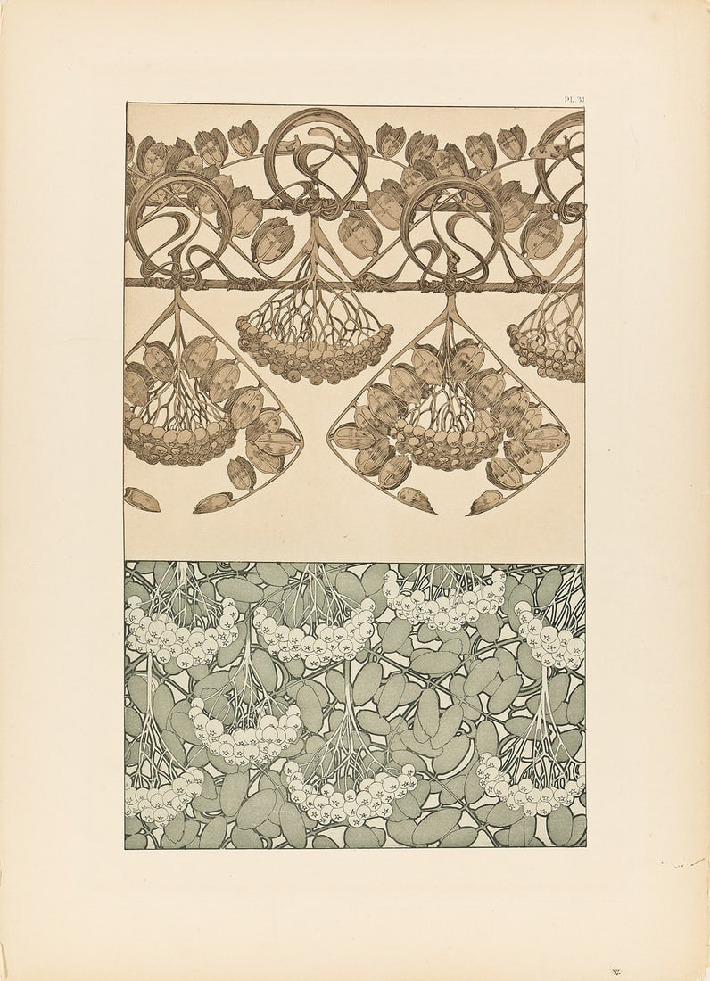 ALPHONSE MUCHA (1860-1939). DOCUMENTS DÉCORATIFS. Group of 8 plates. 1902. Each plate 18x13: ALPHONSE MUCHA (1860-1939) DOCUMENTS DÉCORATIFS. Group of 8 plates. 1902. Each plate 18x13 inches, 45¾x33 cm. Emile Levy, Paris. Condition varies, generally A- / B+: some with minor creases,