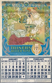 ALPHONSE MUCHA (1860-1939). TRINER'S BITTER WINE. 1907 & 1930. 21¼x13 inches, 54x33 cm. Brown &