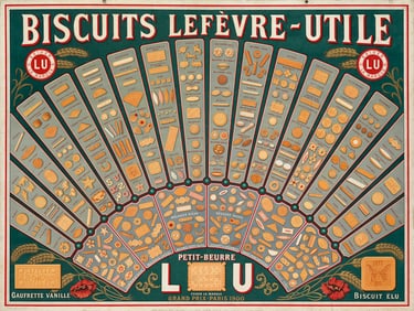 DESIGNER UNKNOWN. BISCUITS LEFÈVRE - UTILE. Window card & flyer. Circa 1901. 23½x31