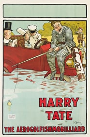 T.E. STEPHENS (DATES UNKNOWN). HARRY TATE / THE AEROGOLFISHMOBILLIARD. 1914. 30x20 inches, 76¼