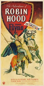 DESIGNER UNKNOWN. THE ADVENTURES OF ROBIN HOOD. Three-sheet poster. 1938. 79x41¼ inches,