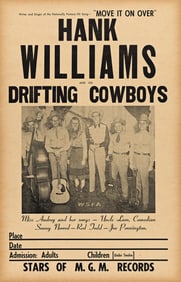 DESIGNER UNKNOWN. HANK WILLIAMS AND HIS DRIFTING COWBOYS. 1949. 17x11 inches, 43x28 cm.