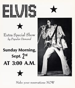 PHOTO BY ED BONJA (1945-2019). ELVIS / EXTRA SPECIAL SHOW AT 3:00 AM. 1972. 19x16¼ inches,