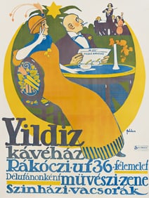 IMRE FÖLDES (1881-1948). YILDIZ KÁVÉHÁZ. 49½x37 inches, 125¾x94 cm.