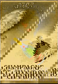 PAUL IGERT (1899-?). CHAMPAGNE MOËT & CHANDON. Window card. Circa 1943. 19¾x13½