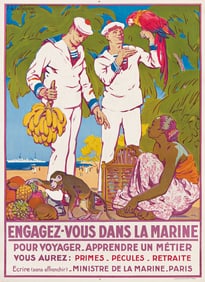 JOSEPH DE LA NÉZIÈRE (1873-1944). ENGAGEZ - VOUS DANS LA MARINE. 1927. 42x30½ inches,