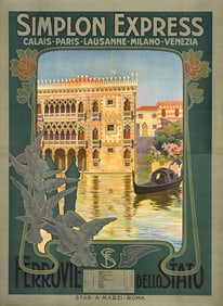 DESIGNER UNKNOWN. SIMPLON EXPRESS / FERROVIE DELLO STATO. 1911. 57½x42¼ inches,